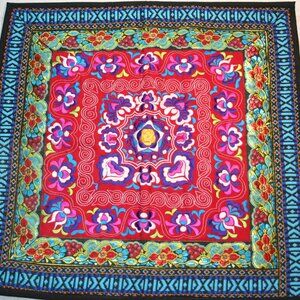 Tibetan embroidered cushion cover - 18" square